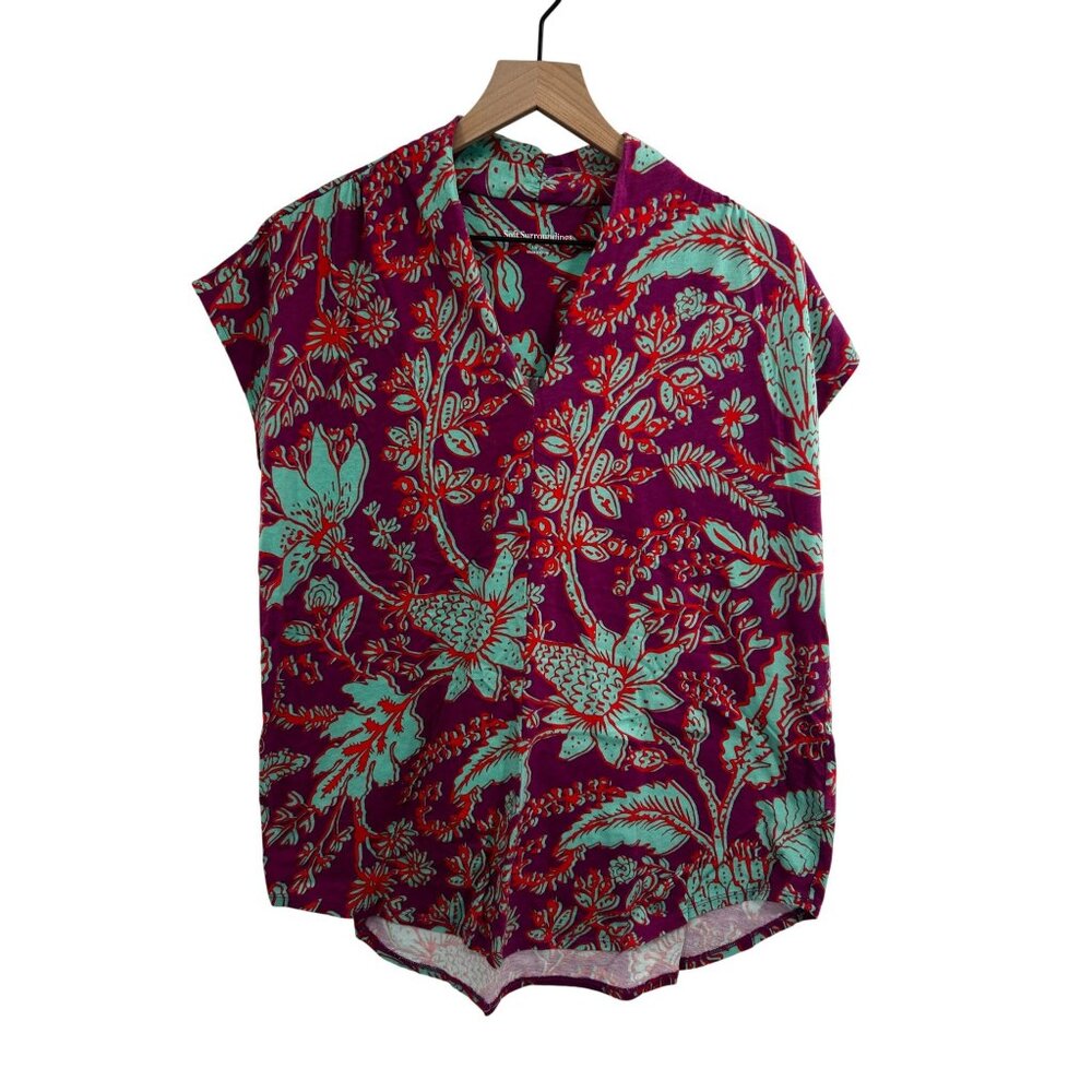 Soft Surroundings Twilight Luau Printed Soft Stretch Tunic Top Size LARGE